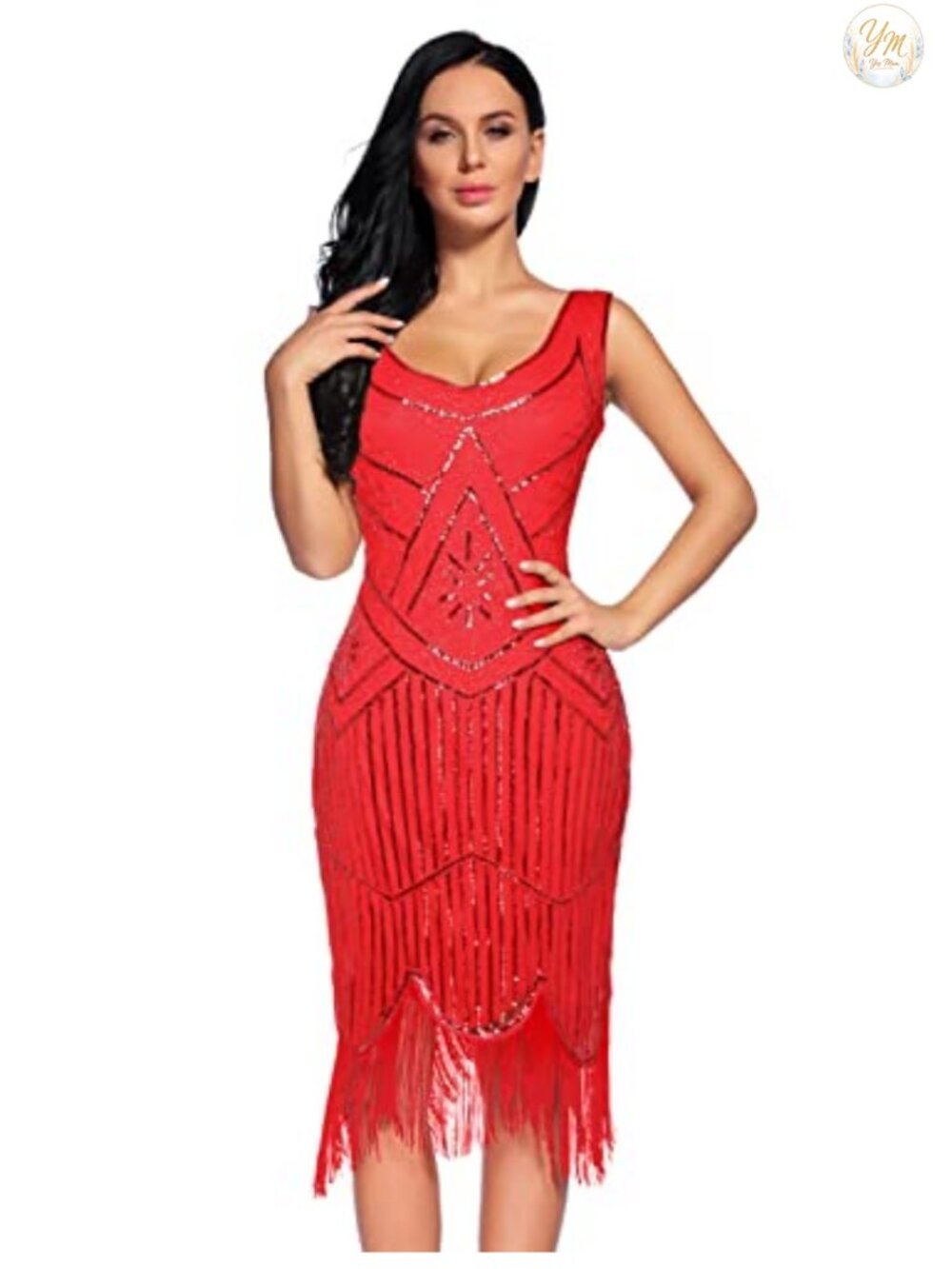 Plus Size 1920s Gatsby Flapper Dress Sequined Beaded Tassel Fringe Cocktail
